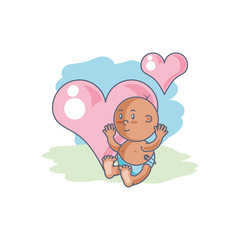 cute baby boy and hearts love