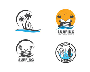 surfing icon logo vector illustration