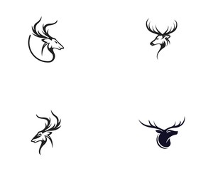 Deer head set icon silhouette logo design minimalist template