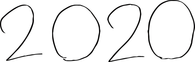 Handwritten 2020 character illustration