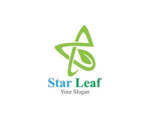 Fototapeta premium Star with leaf concept innovation logo template vector