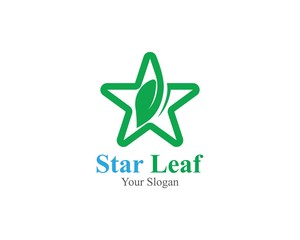 Star with leaf concept innovation logo template vector