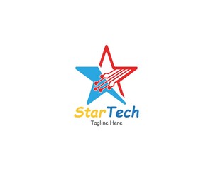 Star logo with Circuit tech creative simple concept design