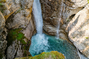 Rocky waterfall from above (landscape)