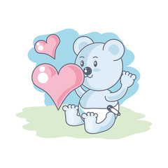 Obraz na płótnie Canvas cute bear baby animal and hearts love