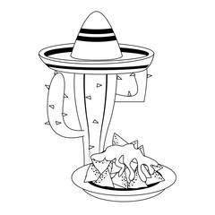 mexico culture and foods cartoons in black and white