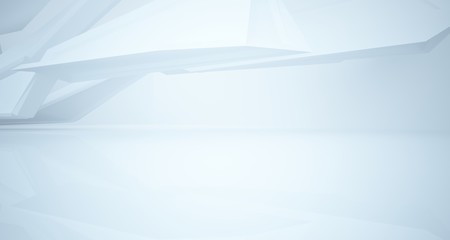 Abstract white interior with window. 3D illustration and rendering.