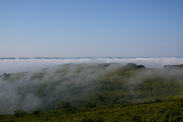 fog over the hills