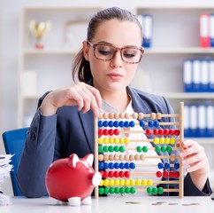 Businesswoman in pension savings concept