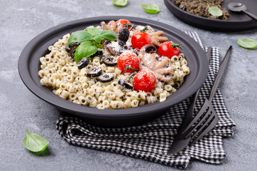 Traditional pasta with octopus