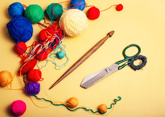 knitting stuff for nandmade creative work, lifestyle background