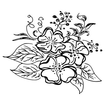 Summer tropical leaf. Floral botanical flower. Hand drawn vector illustration. Contour sketch. Tropical leaf palm icon. Hawaiian vector illustration