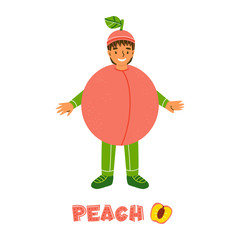 Little boy in peach fruit costume