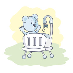 cute bear baby animal in crib