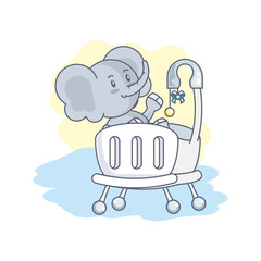 cute elephant baby animal in crib