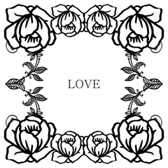 Template of card love, with motif of rose flower frame blossom very beautiful. Vector