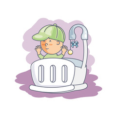 baby boy in cute crib avatar character