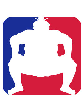 blau rot cool sumoringer button logo japanisch herz I love sport clipart sumo ringer asiatisch ringen pose k&auml;mpfen hocke dick fett lustig stark k&auml;mpfen chinesisch gro&szlig; design