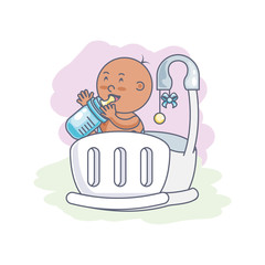 baby boy in cute crib avatar character