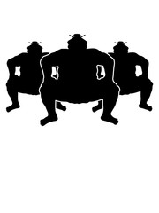 3 freunde team crew party sumoringer sport sumo ringer asiatisch japanisch ringen pose kämpfen hocke dick fett cool lustig stark kämpfen chinesisch groß design clipart