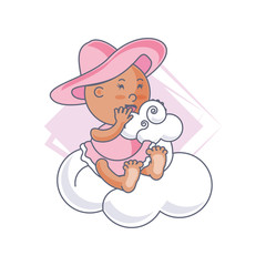 cute baby girl with cloud