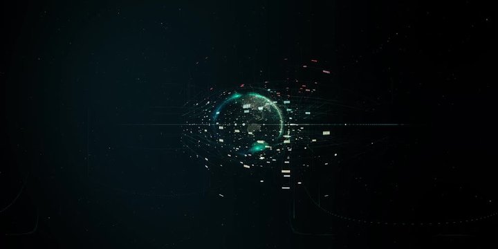 Amazing VR 360 3D Animation of Communication Network Arround Planet Earth