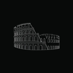 Negative Vector illustration of Colosseum (Coliseum) in Rome, Italy. Famous monument of antiquity. Simple Design outline.