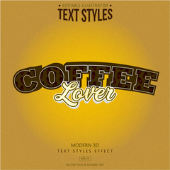 Text Coffee Lover Style Effect