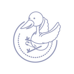 cute stork animal with diaper isolated icon