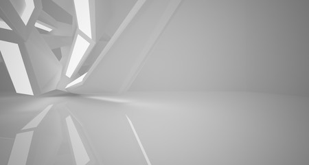Abstract white interior with neon lighting. 3D illustration and rendering.