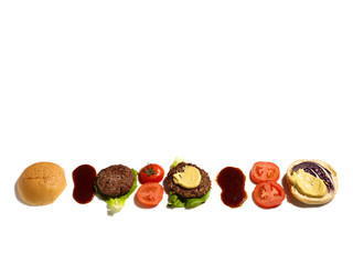 Part of hamburger ingredients on background