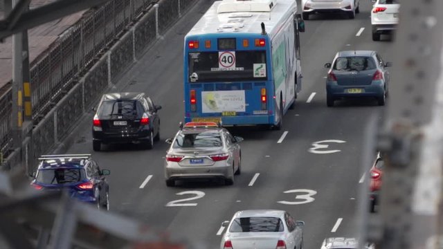 Slow Motion of Cars making their way across the Sydney Harbour Bridge