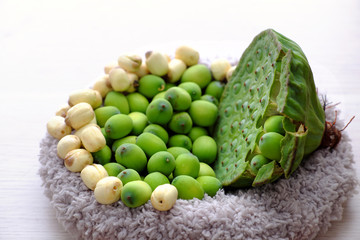 fresh green lotus seed and lotus seed pod