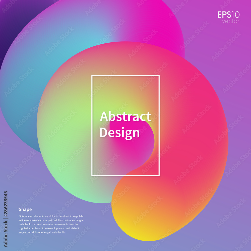 Poster abstract 3d fluid shape vector backdrop. trendy colorful modern background. futuristic wallpaper.