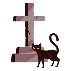 cat cross happy halloween celebration design