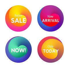 Abstract sale circle shape banners. Trendy fluid round sign.