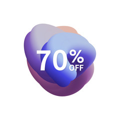 70% off special sale discount banner. Abstract fluid shape with promotion offer.