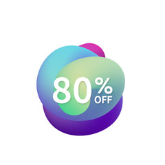 80% off special sale discount banner. Abstract fluid shape with promotion offer.