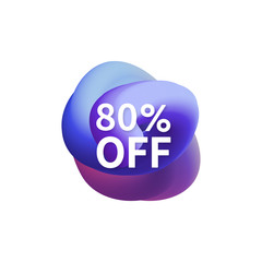 80% off special sale discount banner. Abstract fluid shape with promotion offer.