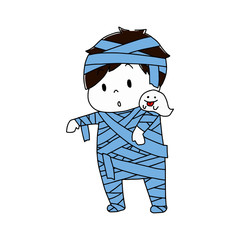 ハロウィンで仮装する子ども　ミイラ