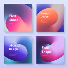Abstract backgrounds set. Covers with gradient colorful shapes. Fluid futurisic backdrops collection vector design.