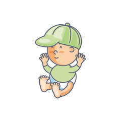 cute baby boy with cap avatar character