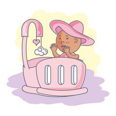 baby girl in cute baby crib