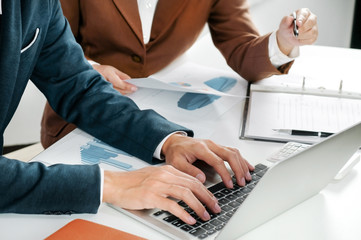 Group of business executive leader analyzing sales perform data at a modern office