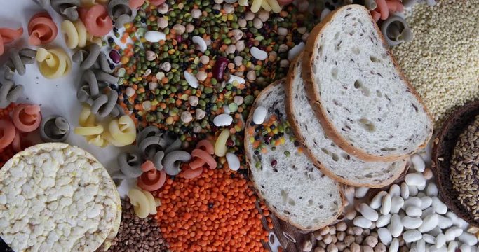 Various gluten free products. Top view