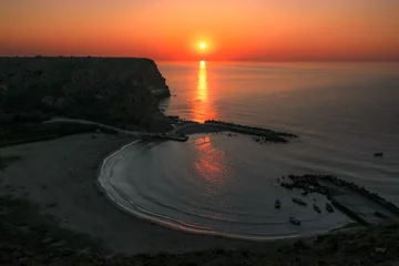 Foto auf Acrylglas Bolata Strand, Balgarevo, Bulgarien Sonnenaufgang am Strand von Bolata, in der Nähe von Kap Kaliakra, Bulgarien