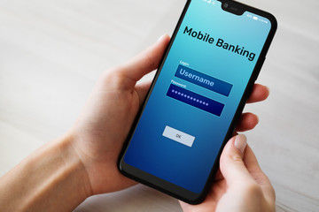 Mobile banking internet payment application on smartphone screen.