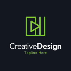 Arrow logo template. Vector abstract material design, flat and line style, Play logo. Play symbol. Triangle Logo can used for application, web icon, multimedia, player symbol.