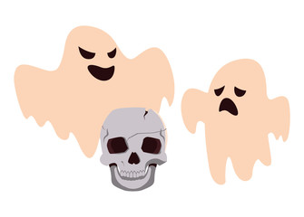 ghosts happy halloween celebration design