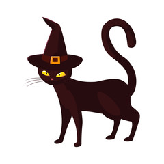 black cat happy halloween celebration design